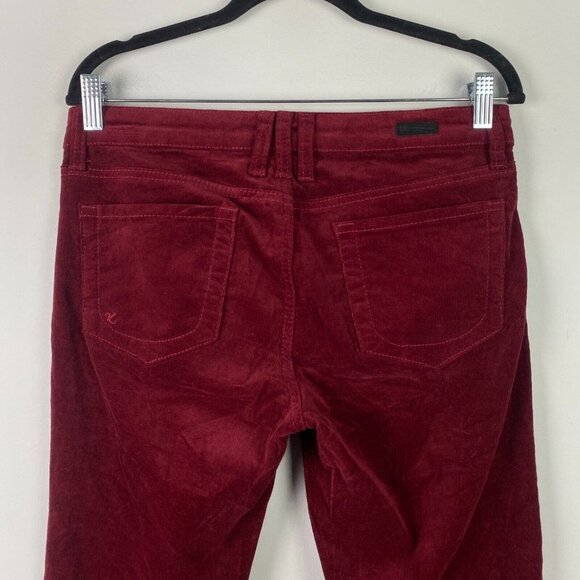 Kut from the Kloth Corduroy Pants Womens Size 8 Burgundy Red Diana Skinny - Picture 6 of 10